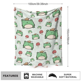 FYDZBSL Frog Blanket Throw, Cartoon Cute Blanket Gift for Kids Soft Warm Fuzzy Throw Blankets Kids or Adults for Crib Bed Couch Chair Four Seasons Living Room Travel Outdoor