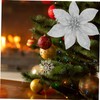 iplusmile 10pcs Glitter Artificial Christmas Flowers Red Silver Tree Hanging