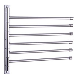 kimzcn Towel Holder Swing Out Towel Bar Stainless Steel Bathroom Hand Towel Rack 6-Bar Folding Arm Swivel Hanger Wall Mount Polished Finish