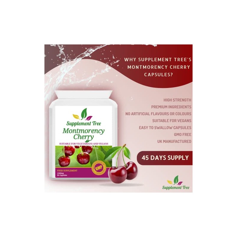 Montmorency Cherry Capsules 1500mg - 90 Vegan Capsules - High