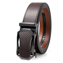 WERFORU Men's Belt Leather Automatic Ratchet Leather Belt for Men Suit Business Clothing Width 35 mm, E-caffee/zinc iron buckle