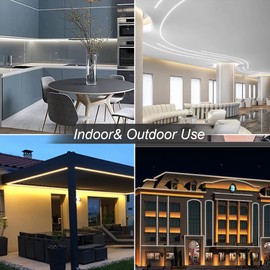 KSIBNW 82ft LED Neon Light Strip,Type AC 110-120V Flexible LED Rope Light,Waterproof/Cuttable/Connectable Neon Strip Light for Home/Garden/Building Decoration(25m,Yellow) (Power Adapter Included)