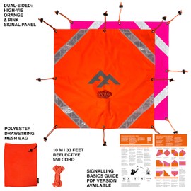 Forest Fundamentals Signal Utility Panels | Compact Emergency Survival Signalling Marker Air Panels | High-Visibility Orange & Pink with Reflective Strips | Durable 600D Polyester for Bushcraft Use