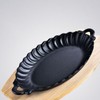 WJTZLBNSUY Cast Iron Steak Plate and Bamboo Tray,Barbecue tray,Baking pan,Kitchen