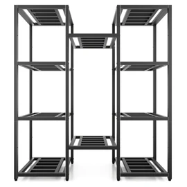 Hongsane Metal Heavy Duty Plant Stand Indoor Outdoor,10 Tier Tall Plant Stands Holder,Large Wrought Iron Plant Shelves for Multi Pots,Black Tiered Flower Display Riser for Living Room,Patio,Balcony