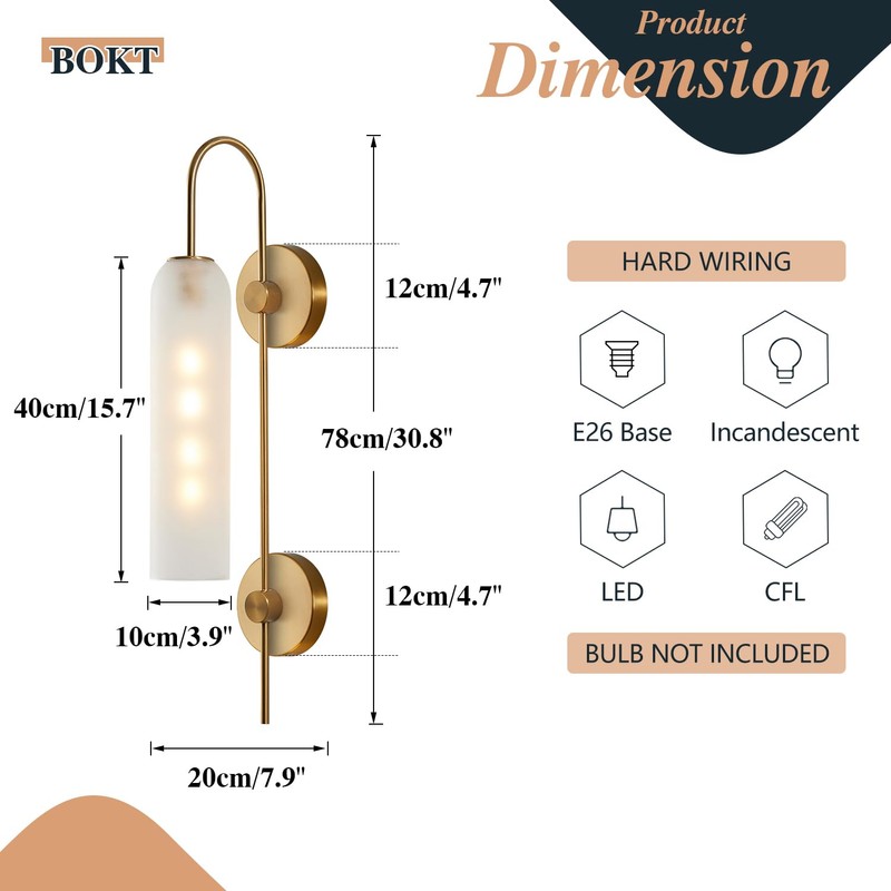 BOKT Mid Century Modern 1-Light Wall Mounted Light Brushed Gold