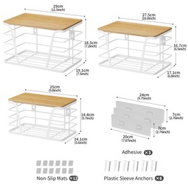 TIDIIABODE 3 Pack Stackable Laundry Room Organization,Trash Bag Dispenser Under Sink, Countertop Organizer, Kitchen Sink Accessories，White