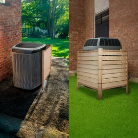 Air Conditioner Fence Trash Can Fence, 2 Panels 31" W X 38" H Pool Equipment Enclosure Wood Privacy Panel for Outside Privacy Screens Outdoor