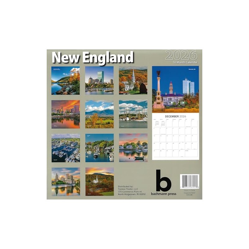 2026 New England Full Size Wall Calendar for Planning, Scheduling,