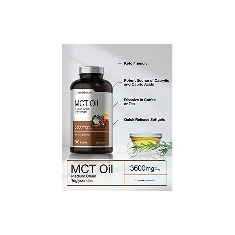 Cpsulas de aceite Keto MCT 3600 mg 300 cpsulas blandas