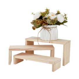 OLYCRAFT Set of 3 Wooden Display Stands, Wooden Displays, 3 Levels, Height Differential, U-Shaped, Stage, Figure, Decorative, Wooden Stand, For Display, Collection Case, Display Stand, Solid Wood