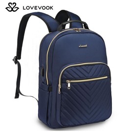 LOVEVOOK Fall Backpack with USB Port, Spring Glow Up Quilted Casual Work Bags for Women with Laptop Compartment, Daypack College Business Teacher Computer Bag Travel Bags Laptop bag Carry on Backpack:_Blue_17.3"