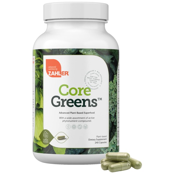 Zahler Core Greens, Superfood Greens Capsules, Super Greens with Spirulina, Chlorella, Spectra Blend and More, Kosher, 240 Capsules