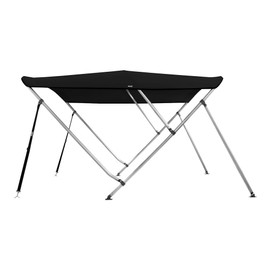MSC 3 Bow 4 Bow Bimini Top Boat Cover with Rear Support Pole and Storage Boot(Black, 3 Bow 6'L x 46" H x 79"-84" W)