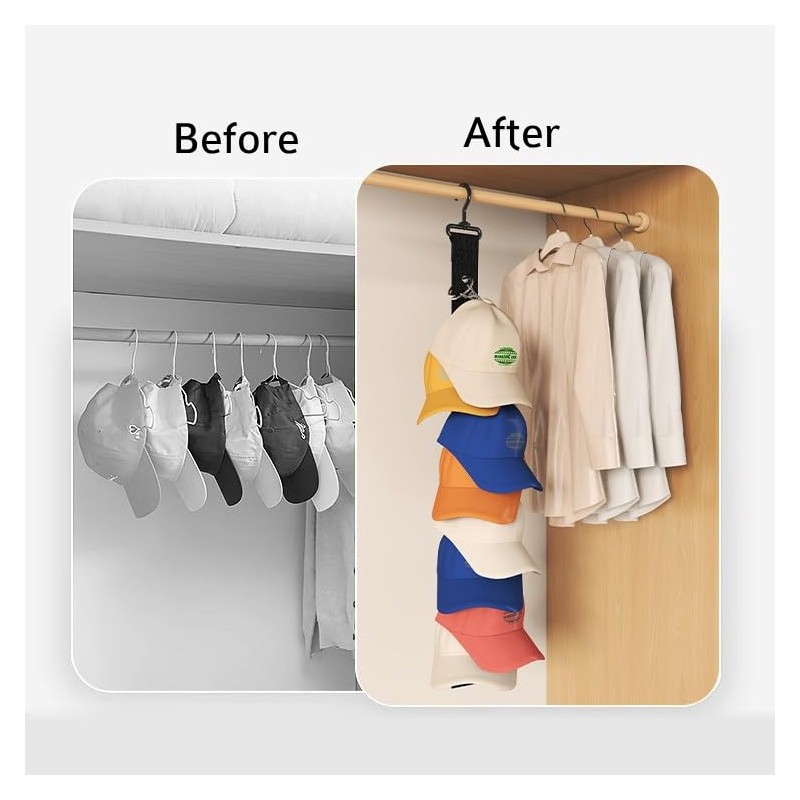 BetterJonny 2 Pack Closet Hanging Hat Organizer Rack, 8 Stainless