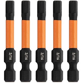 Hex 3/16" Impact Driver Bit - Railer Allen Wrench Drill Hex Bits. 1/4 Quick Release S2 Steel 2 inch 3/16" Hex Bits. (5 Pack)