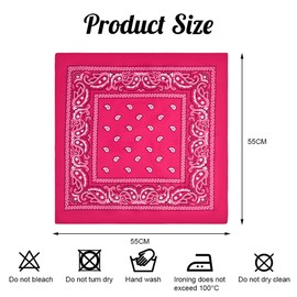 AOMIG Bandana Head Scarf for Men and Women, Stylish Cowboy Headband Handkerchief, Multi-purpose Hair Scarf Paisley Print Unisex Headwraps, Bib Party Face Covering Headwear (Rose Red)