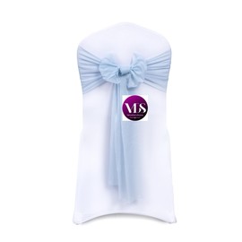 VDS - Paquete de 10 unidades, color azul bebé, fajas de gasa traslúcidas, lazos, para boda, cumpleaños, baby shower, compromiso, ceremonia, eventos, banquetes, restaurante, comedor, decoración de