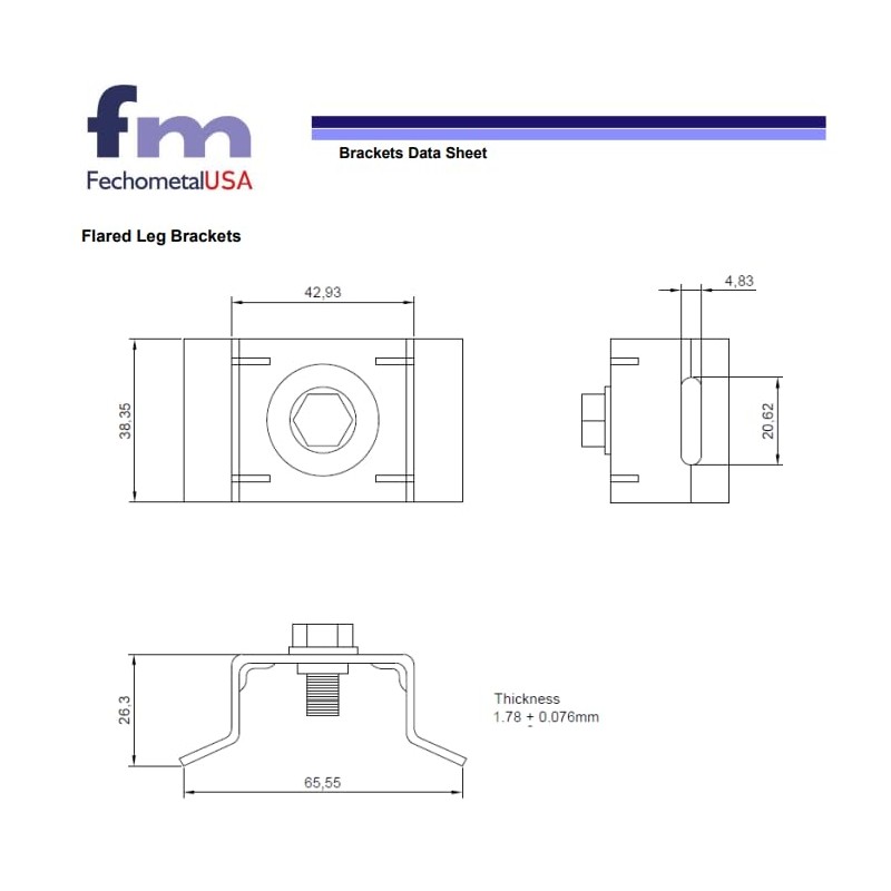 Fechometal USA 304 Stainless Steel Single Bolt 3/4" Flared Leg