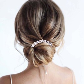 Vacaonio Wedding Birdal Hair Comb Pearl Side Combs Crystal Pearl Hair Combs Pin Gold Rhinestone Hair Piece Pearl Diamond Hair Comb Headwear Decorative Accessories For Women(Style 1)