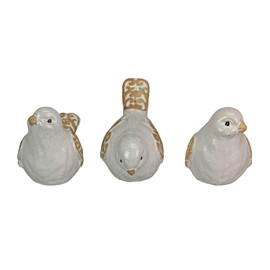 Things2Die4 5 Inch Ceramic Bird Figurine Farmhouse Art Home Decor Shelf Sculpture Set of 3