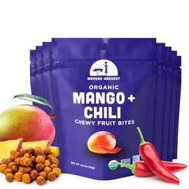 Mavuno Harvest Organic Fruit Snacks - Chewy Fruit Bites - Healthy Food for Kids & Adults - Ethically Sourced, Non-GMO, No Preservatives - Mango & Chili - 1.94-oz. Snack Packs, Pack of 8