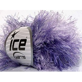 Extra Long Keil's Den Long Eyelash Colorful Yarn, 50 Gram, 32 Yards, Lilac Purple Medley