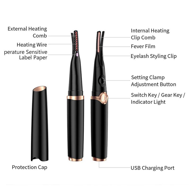 Heated Eyelash Curler Electric Eyelash Curler Professional Mini USB Rechargeable