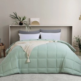 HOMBYS 136x120 Alaskan King Size Comforter for All Season, Oversized Duvet Insert, Extra Large Down Alternative Bed Comforter with Corner Tabs, Sage Green