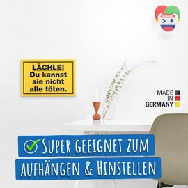 DankeDir! Lächle - Schild 30 x 20 cm - Party Geschenkidee Deko Kollegen Freunde Partydeko Geschenk - Geburtstagsgeschenk Türschild lustiger Spruch Spruchschild Büro
