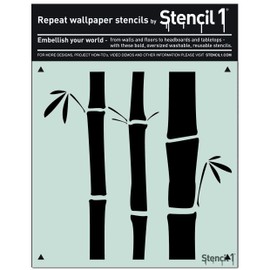 Stencil1 Bamboo Repeat Wallpaper Pattern Stencil 11" X 11" - Reusable Premium Quality Mylar Stencils for Painting Walls, Fabric, Furniture, Crafts, Decor - Allover Wallpaper Effects - 11" x 11” by Stencil2