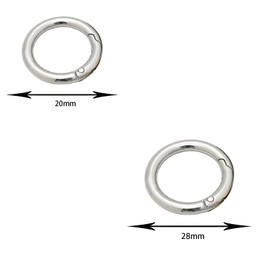 50 Pcs Spring O Rings, Zinc Alloy Round Carabiner Snap, Metal Spring Snap Clips Buckles for DIY Craft, Keyring, OD 20 mm, Silver