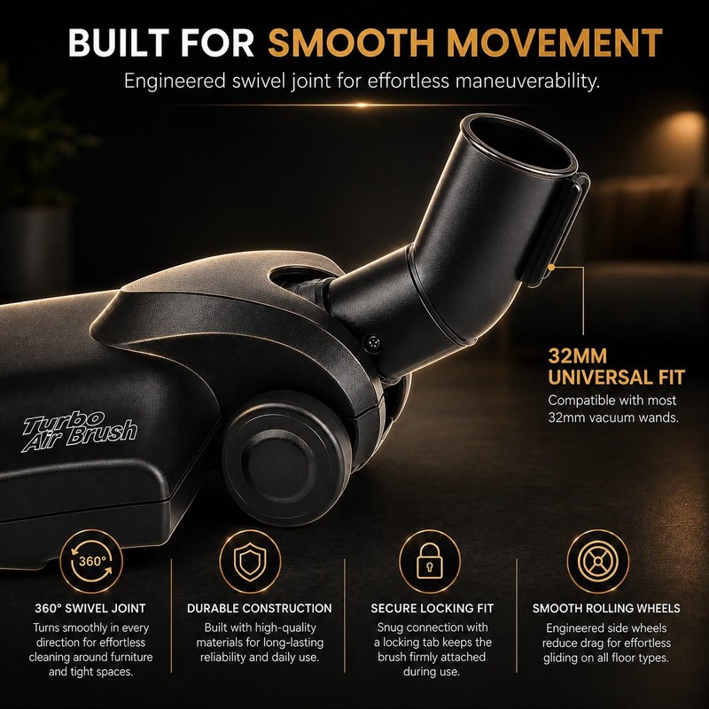 32mm Heavy Duty Universal Black Airo Turbo Brush | Compatible
