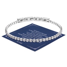 SUNSH Bracelet for Women Silver Bracelet for Girl Friend Bracelet 2 MM White Zircon Tennis Bracelet for Girls Adjustable Size Bracelet Best Jewelry Gifts for Women Girls