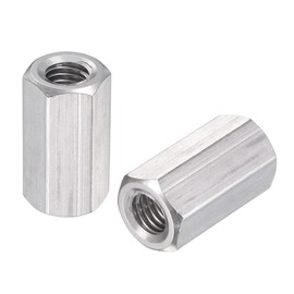 sourcing map M8 x 1.25-Pitch 25mm Length 304 Stainless Steel Metric Hex Coupling Nut, 2-Pack