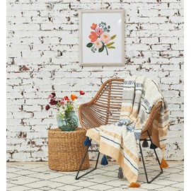 carol & frank Barton Ochre Premium Tasseled Cotton Soft Cozy Throw Blanket 50x60 inches Multicolored