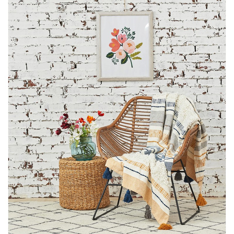 carol & frank Barton Ochre Premium Tasseled Cotton Soft Cozy