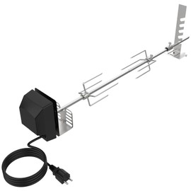 Universal BBQ Rotisserie Grill Kit for Most 2- to 6-Burner Grills, UL Certificated BBQ Rotisserie Motor Kit w/ 120V 4W Motor, 28" Spit Rod, 2 x 4 Forks, Complete Holders Replacement Parts for Grills