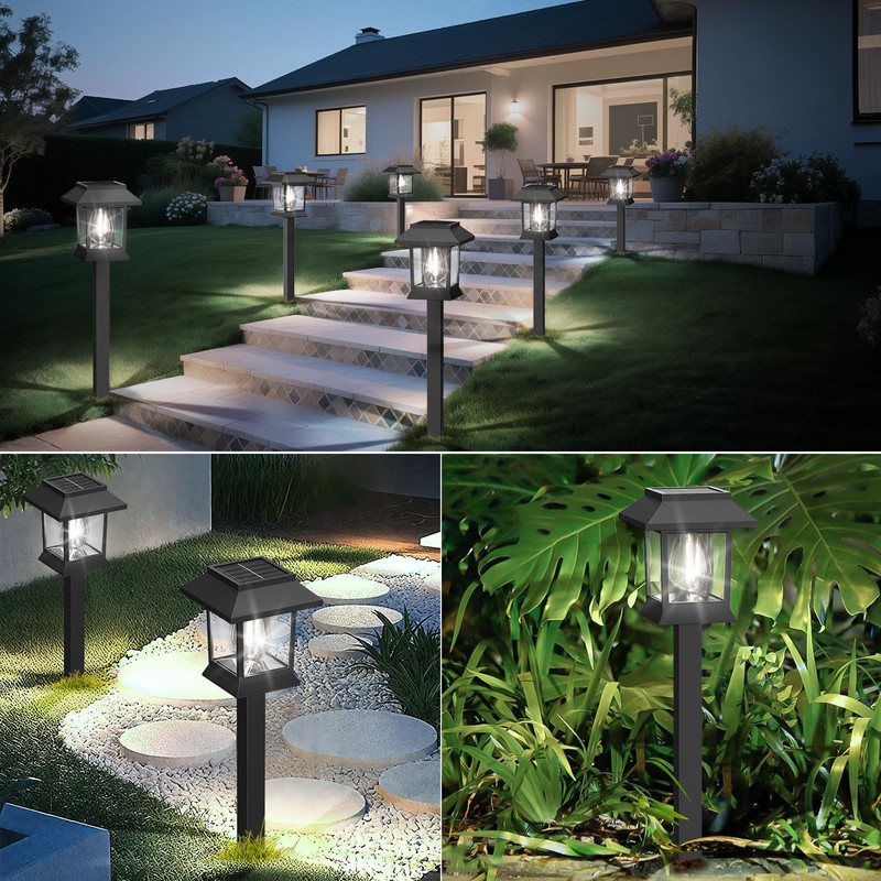 EXCMARK 10 Pack Solar Lights for Outside Walkway Pathway Driveway