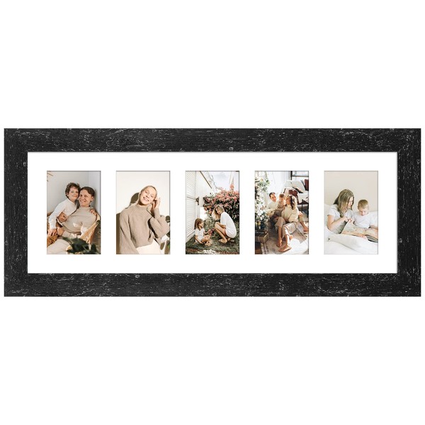 Gaevuian 8x24 Picture Frame Display 5 opening 4X6 Picture Frame