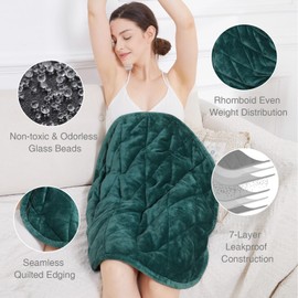 Alomidds Weighted Lap Blanket 7lbs, Cozy Soft Flannel Small Weighted Blanket for Adults, All-Season Weighted Lap Pad for Travel, Relaxing, Sleeping, Napping, Machine Washable, Green, 29" x 24"