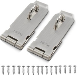 SZHDX Door Locks Hasp Latch, 4 Inch 304 Stainless Steel Safety Packlock Clasp Hasp Lock Latch, Extra Thick Gate Lock Hasp with Screws Brushed Finish 2 Pack,