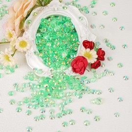 Flatback Resin Rhinestones for Nail Art,1000pcs 6mm Transparent Grass Green AB Flat Back Rhinestones Bulk,Half Round Rhinestones Crystal Gemstones for DIY Crafts