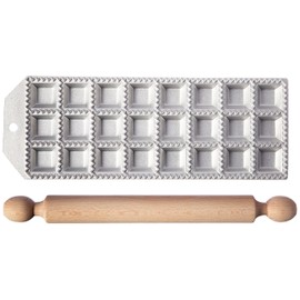 Eppicotispai 24 Holes Aluminum Square Ravioli Maker with Rolling Pin