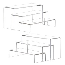 ANDGOO 2 Sets Large Acrylic Risers, Clear Rectangular Showcase Collectibles Display Shelf, Retail Desktop Display Stand for Organize and Decoration