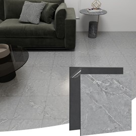Biyoee Grey Marble Peel and Stick Floor Tile 10-Pack 12 x 12 inch,Self-Adhesive Waterproof Vinyl Flooring Plank for Bathroom,Kitchen, Dining Room, Bedrooms, Cover 10 Sq. Ft