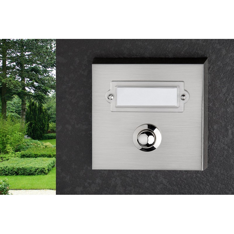 Huber Bell Plate Single Surface-Mounted Rectangular Real Metal with Stainless