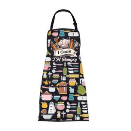 ENSIANTH Funny Cooking Kitchen Apron Chef Gifts for Cook Lovers Housewarming Grilling Gift Restaurant Aprons with Pockets (25610 Cooking A)