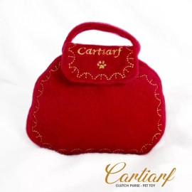 Dog Diggin Designs Cartiarf Designer Purse Girl Dog Toy Parody Red Plush Squeaker