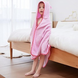 MICHLEY Hooded Baby Towels Animal Baby 0-6 Years Bath Essentials for Boys Girls Light Pink Rabbit